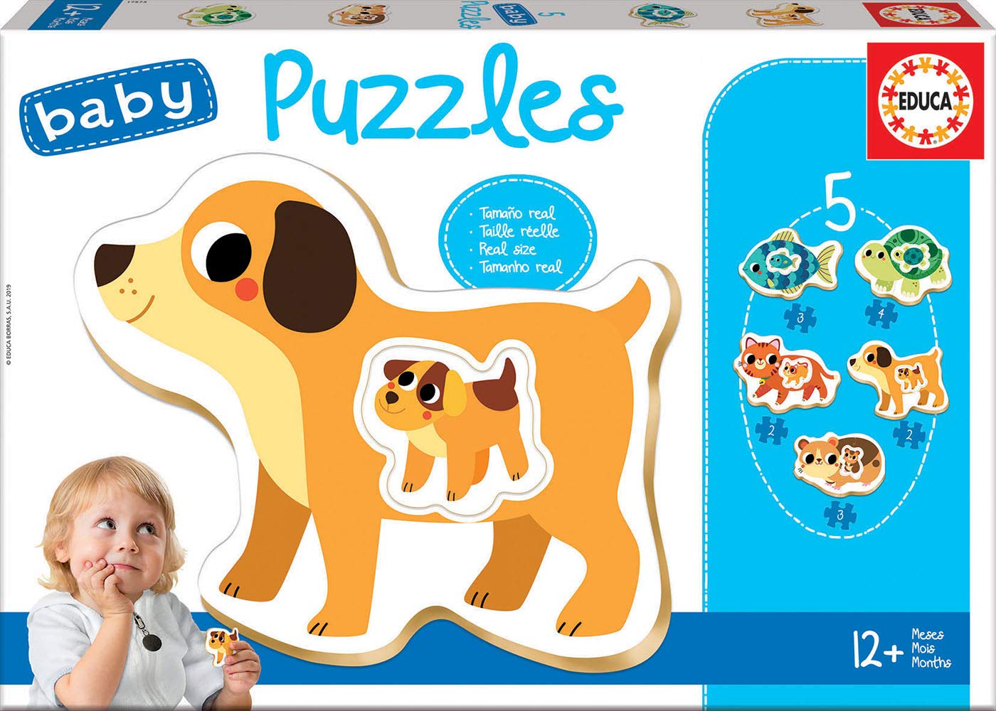 Puzzle pentru bebelus Educa 5 in 1 - Domestic Animals