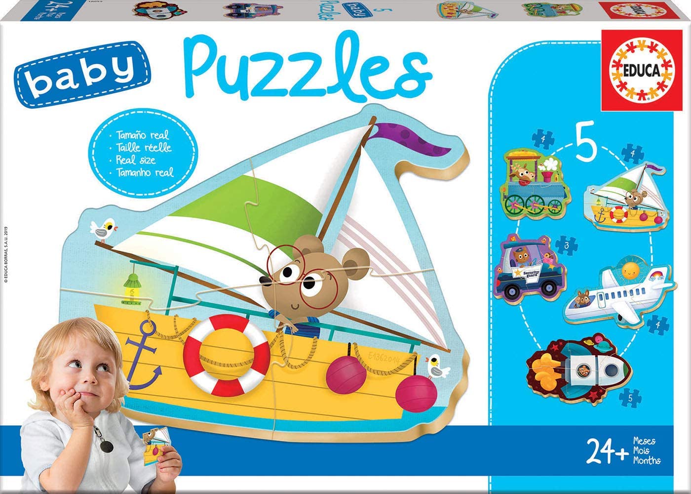 Puzzle pentru bebelus Educa 5 in 1 - Vehicles