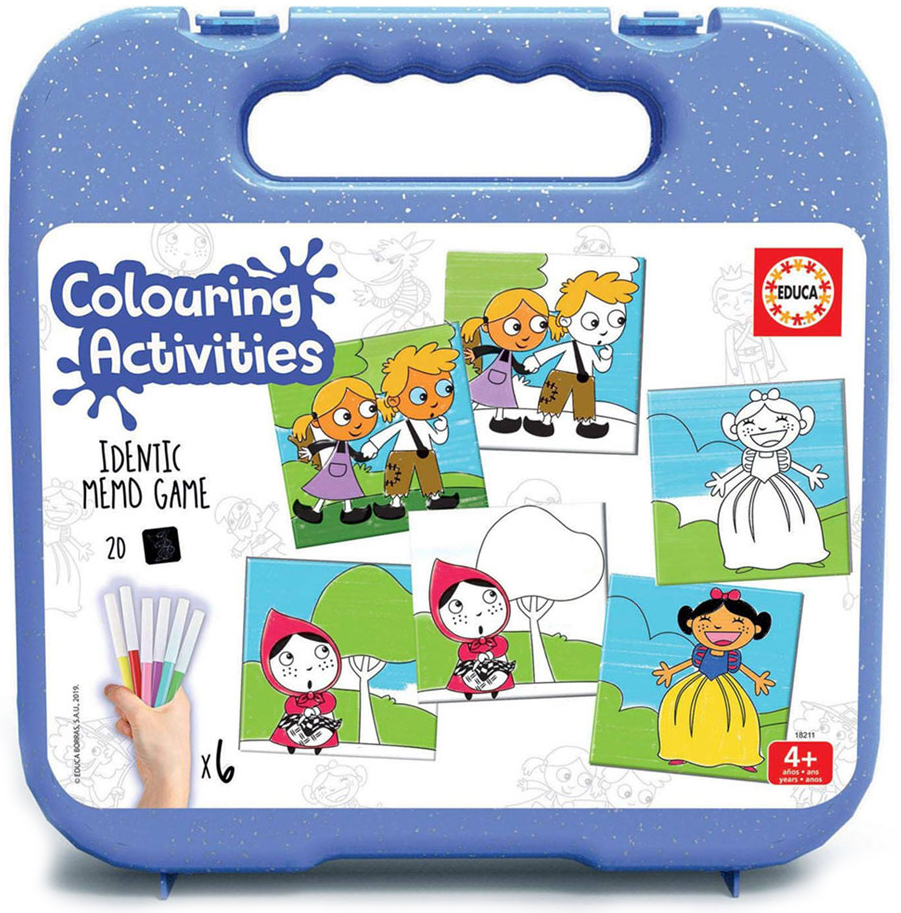 Joc memori de colorat Educa de 20 piese - Forest, cu 6 carioci