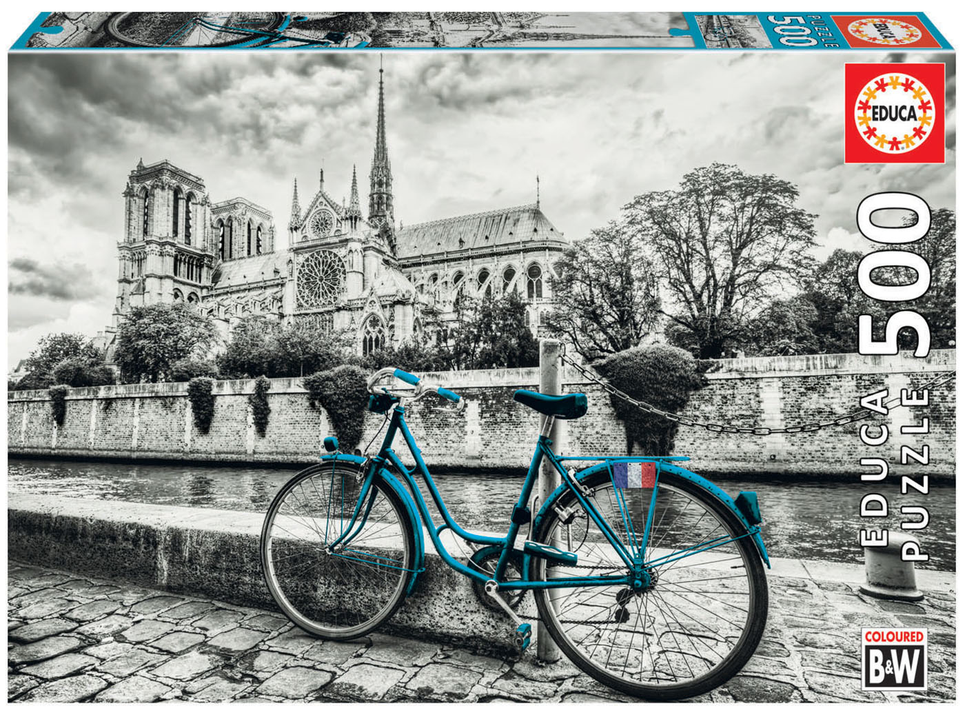 Puzzle Educa din 500 de piese - Cu bicicleta in apropiere de Notre Dame