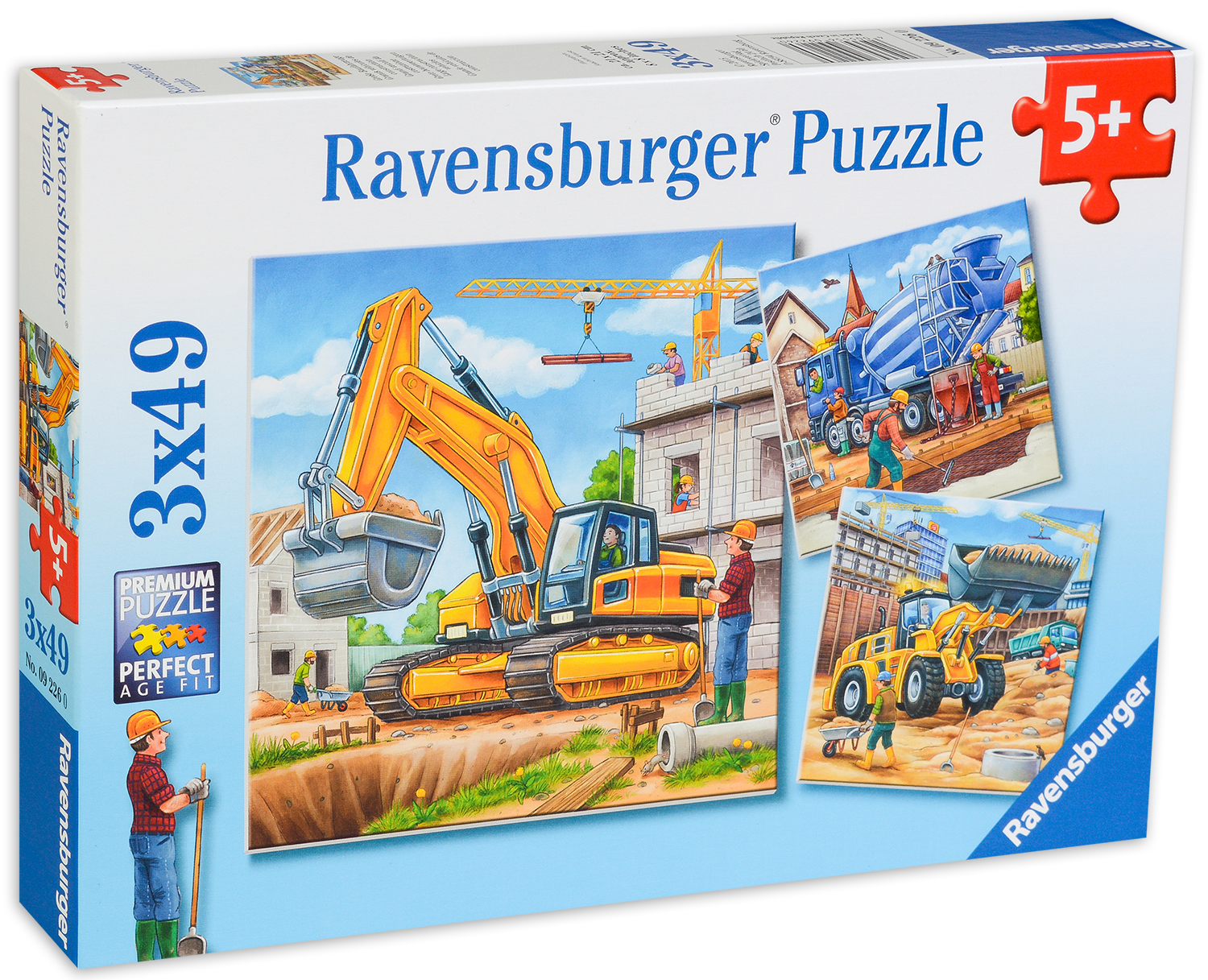 Puzzle Ravensburger din 3 x 49 de piese - Utilaje pentru constructii