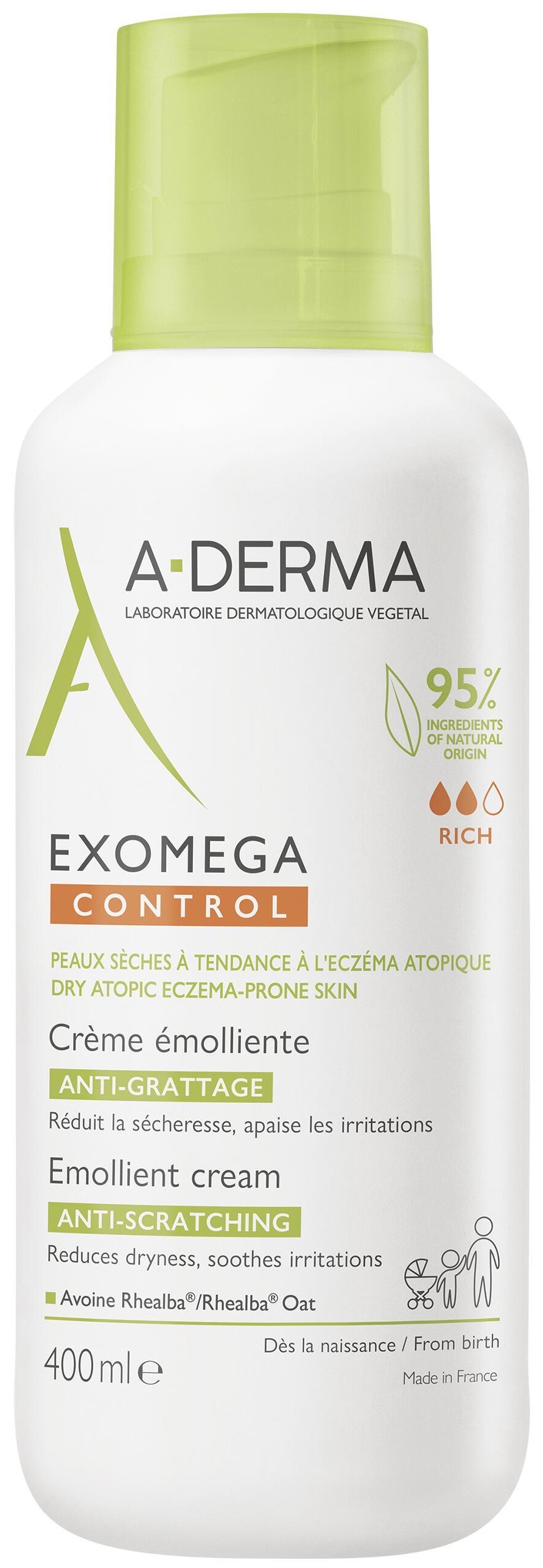 A-Derma Exomega Control Crema emolienta împotriva mancarimii, 400 ml