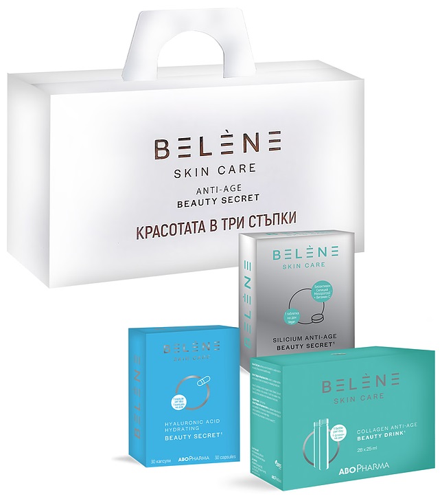 Abo Pharma Belene Set - Colagen, 28 fiole + Silicium, 30 tablete + Acid Hialuronic, 30 capsule