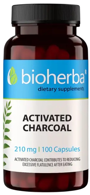 Activated Charcoal, 210 mg, 100 capsule, Bioherba
