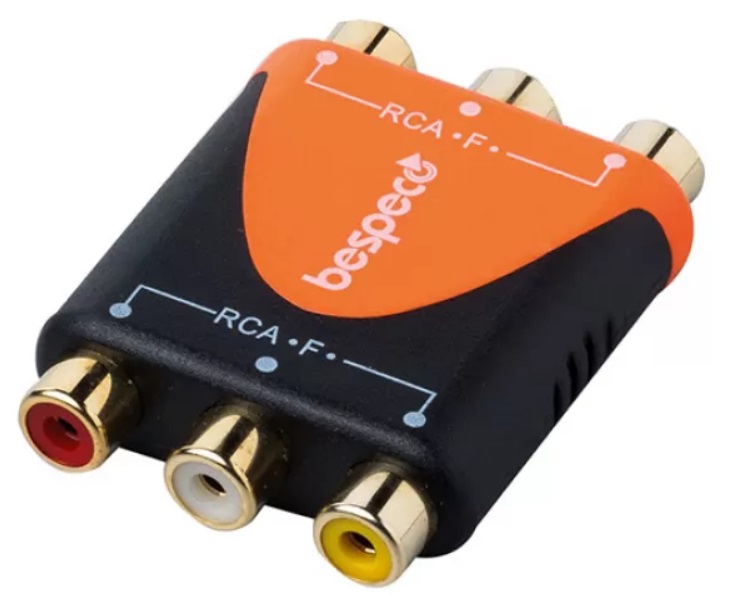 Adaptor Bespeco - SLAD345, RCA - RCA, negru/portocaliu