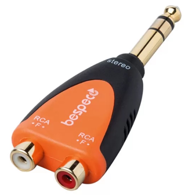 Adaptor Bespeco - SLAD370 6,3 mm - RCA, negru/portocaliu