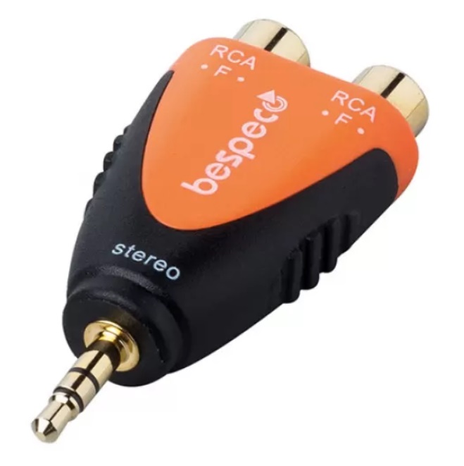 Adaptor Bespeco - SLAD380, 3,5 mm - RCA, negru/portocaliu