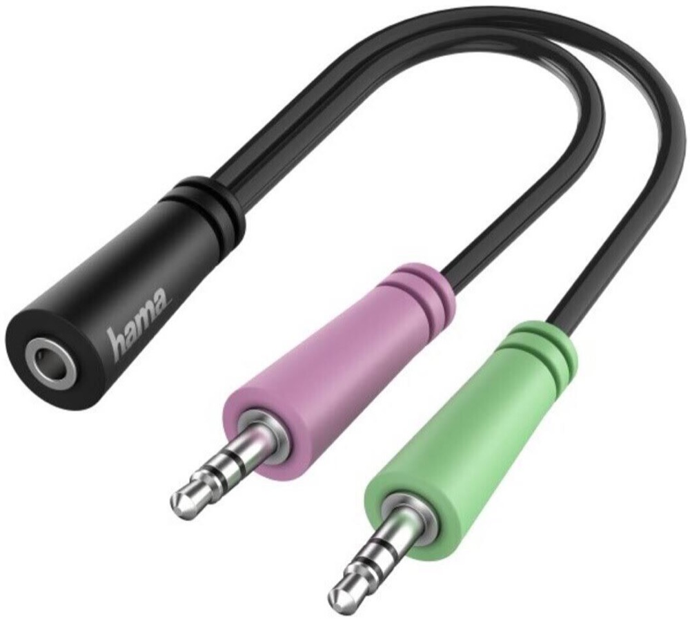Adaptor Hama - 3.5 mm/2x 3.5 mm, negru