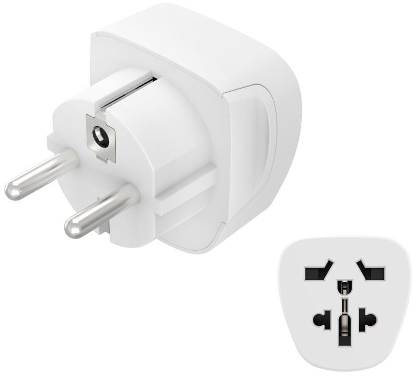 Adaptor Hama - Travel, Tip E și F/3-Pin, World/Europe, alb