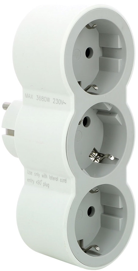 Adaptor Legrand - 694518, 3 prize, 3680 W, 230 V, 16 A, alb-gri