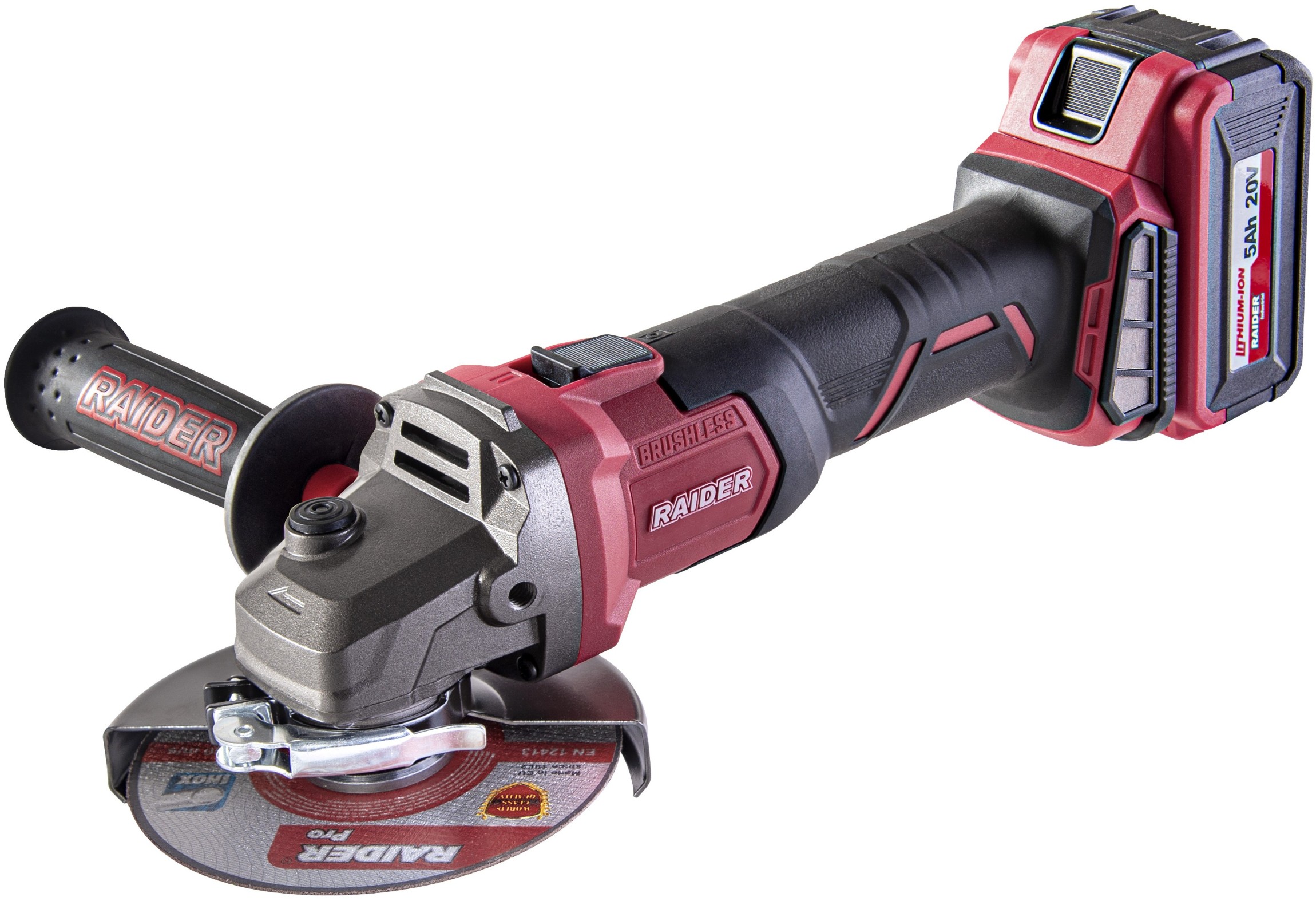 Polizor unghiular Raider - Industrial, RDI-AGB61, 20V, 125 mm, cu baterie și încărcător