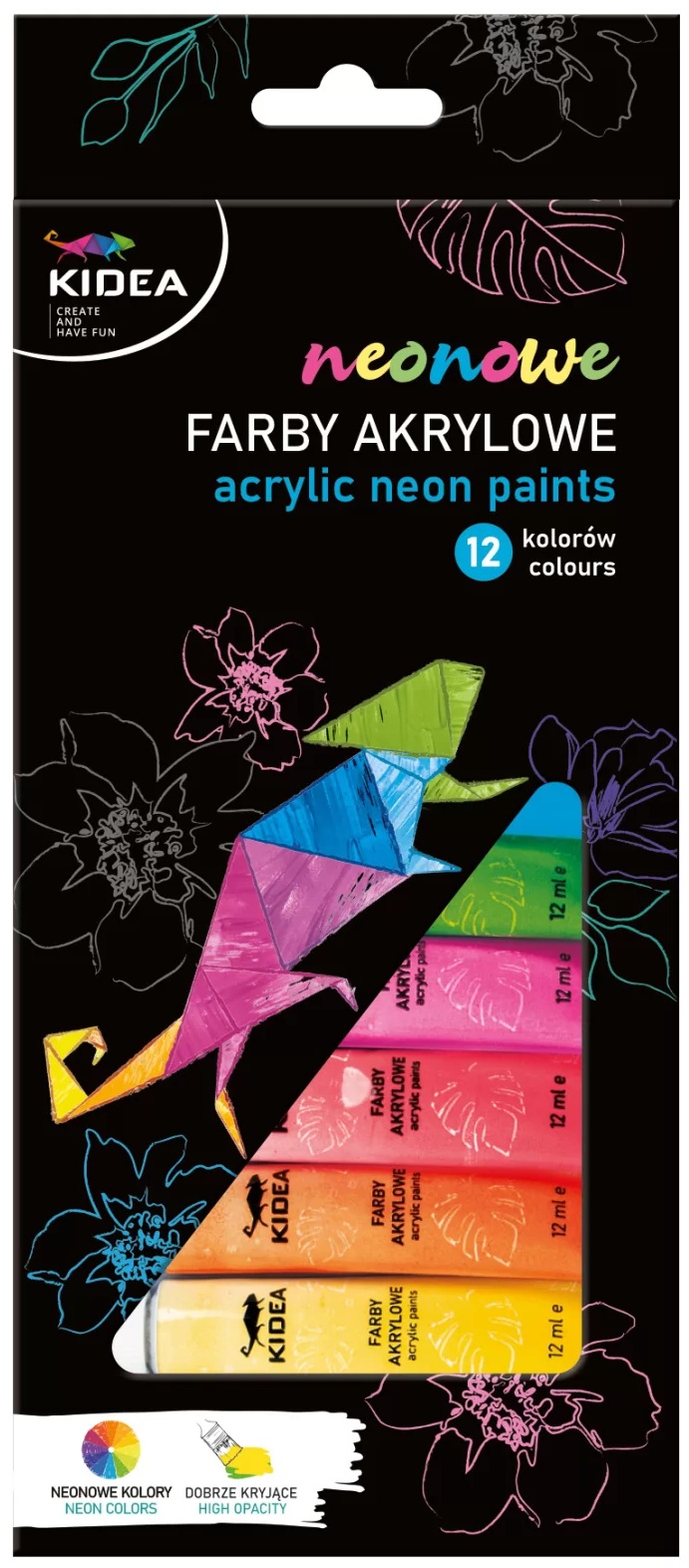 Vopsele acrilice Kidea - Neon, 12 culori