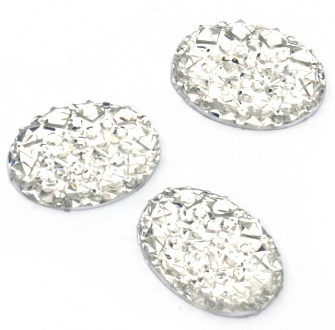 Pietricele acrilice pentru lipire Em art - Formă ovală cu relief, 10 x 14 mm (20 buc.)