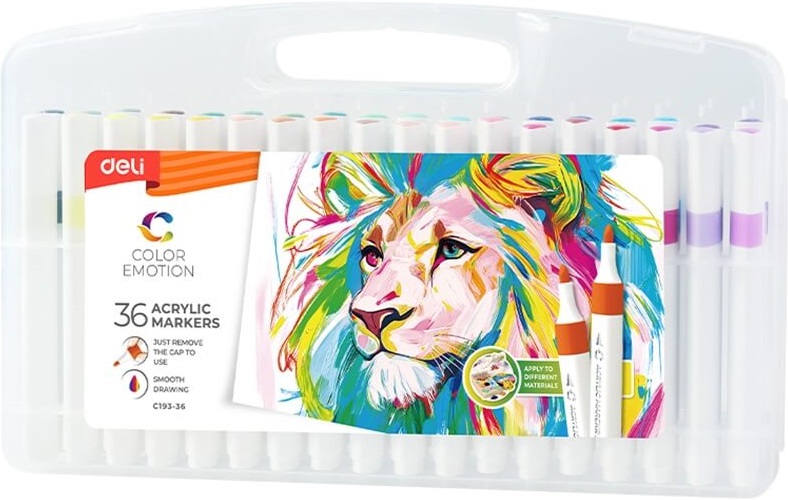 Markere acrilice Deli Color Emotion - EC193-36, 36 culori