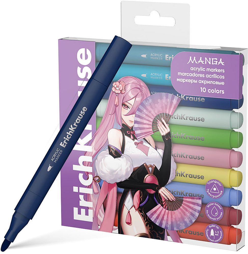 Markere acrilice  Erich Krause Art Spirit - Manga, 10 culori