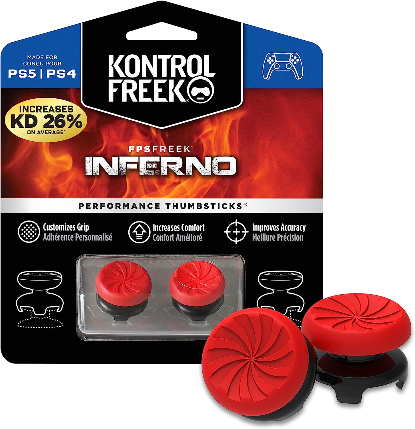 Accesoriu KontrolFreek - Performance Thumbsticks FPS Freek Inferno, roșu/negru (PS4/PS5)