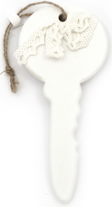 Accesoriu decorativ Em Art - Cheie, 15 x 6.8 x 0.9 cm, alb (1 buc.)