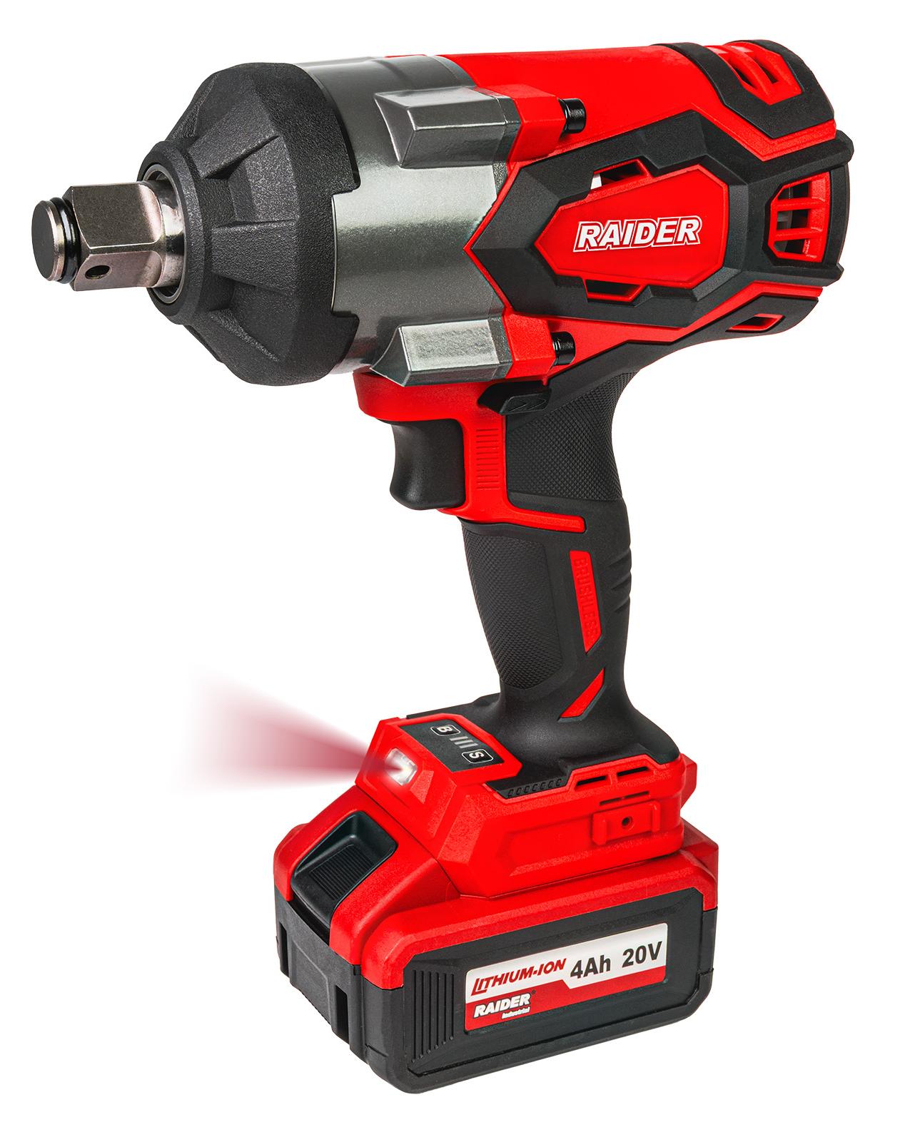 Cheie cu impact pe acumulator  Raider - Industrial, RDI-IBW06, 3/4", cu baterie și încărcător
