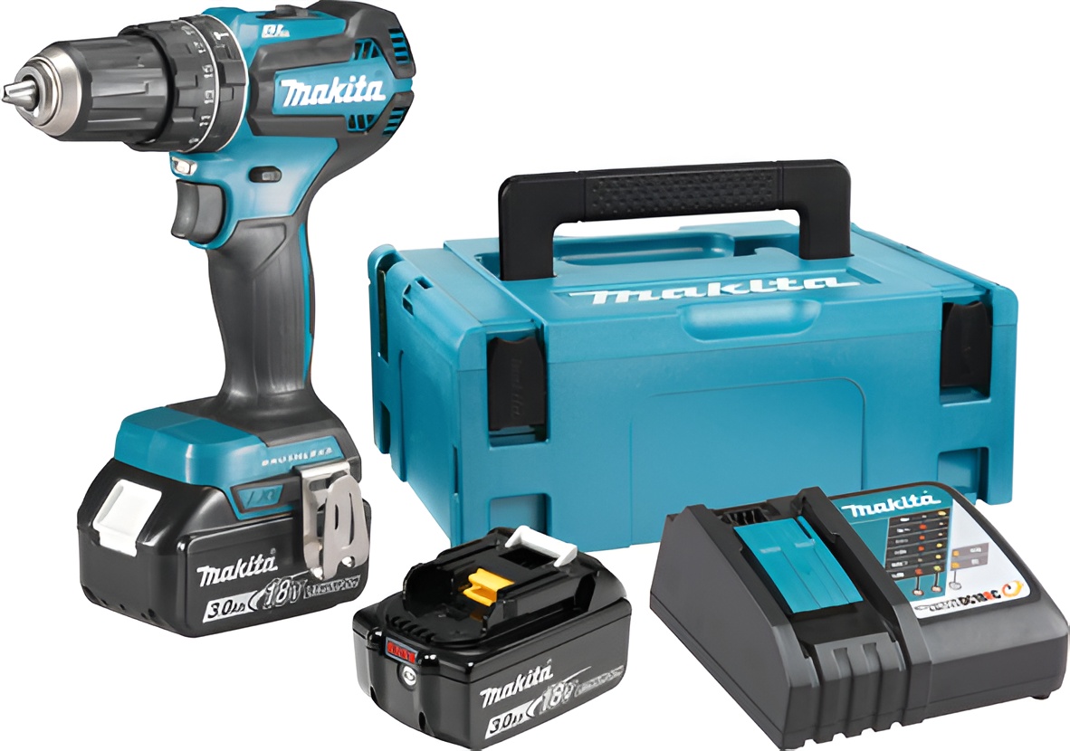 Șofer cu impact fără acumulator Makita - DHP485RFJ, 18 V, 3,0 Ah, 50…