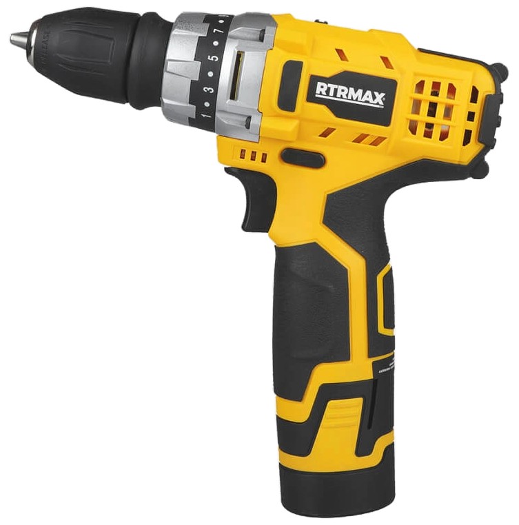 Mașină de găurit fără fir  RTRMAX - RTX1212, cu 2 baterii, încărcător și husă