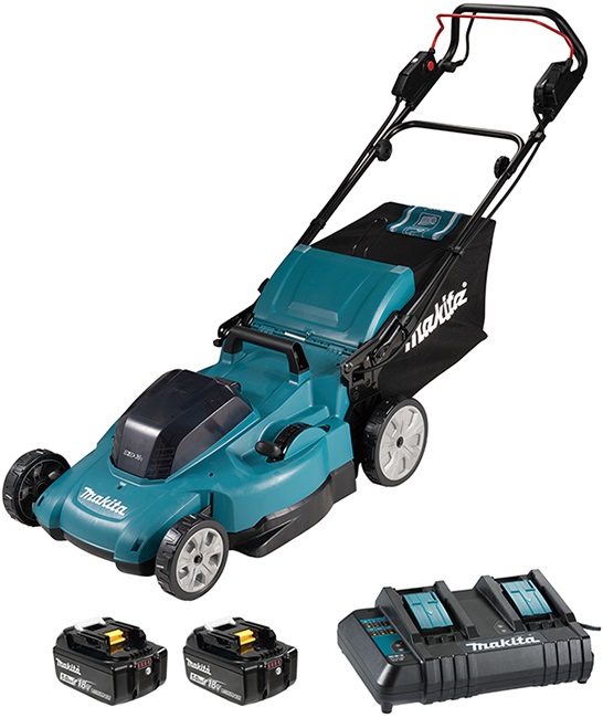 Mașină de tuns iarba autopropulsată cu acumulator Makita - DLM539CT2, 2x18V LXT, 70 l, 2x5 Ah