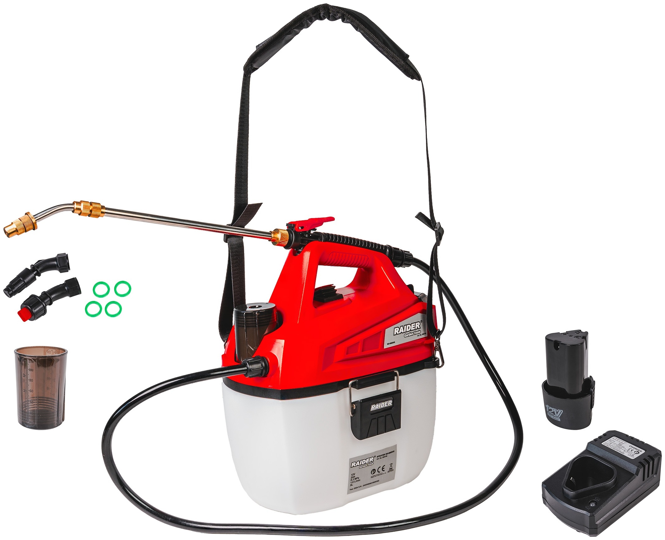 Pulverizator fără fir Raider - RD-BMD05, 12V, 2Ah, 1,6 l/min, 5 l