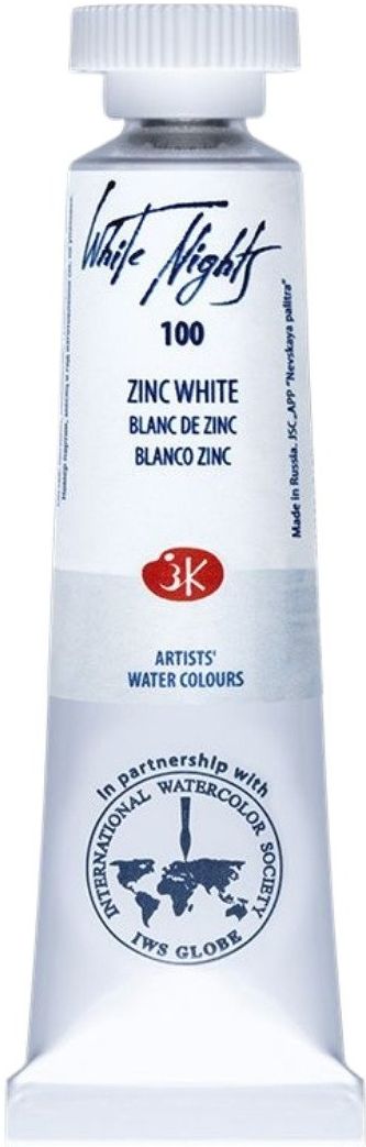 Vopsea de acuarelă Paleta Nevskaya Leningrad, Nopti albe - 100, Alb zinc, 10 ml