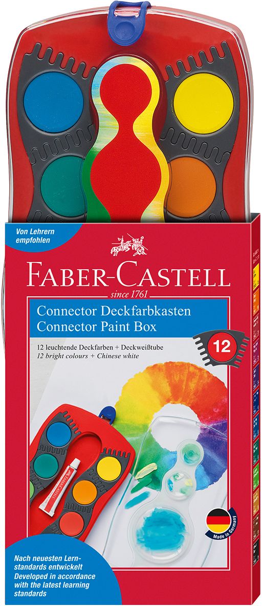 Acuarela Faber-Castell Connector - 12 culori, paleta rosie