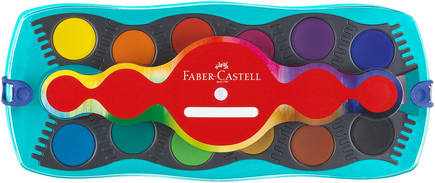 Acuarela Faber-Castell Connector - 12 culori, paleta turcoaz