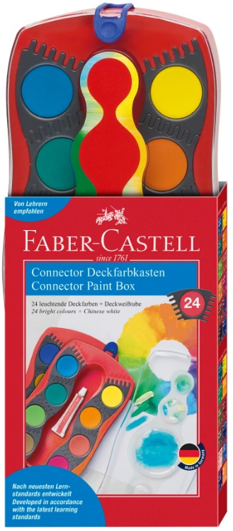 Acuarele Faber-Castell Connector Watercolours - 24 culori, paletă roșie