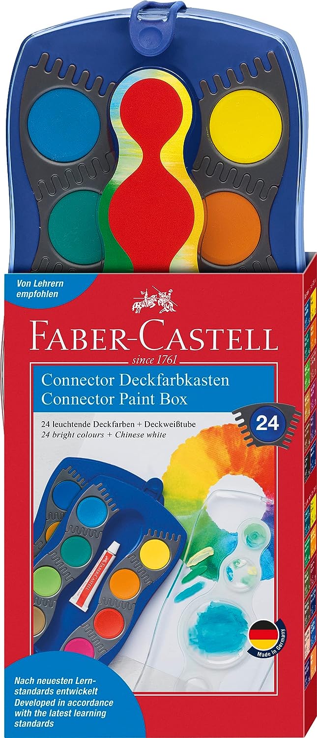Acuarele Faber-Castell Connector Watercolours - 24 culori, paletă albastră