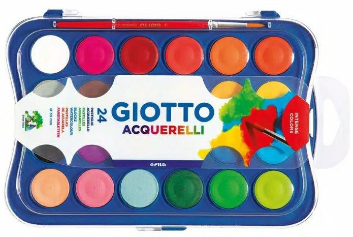 Vopsele de acuarelă  Giotto - 24 culori , cu o perie