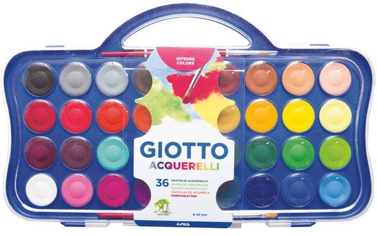 Vopsele de acuarelă  Giotto - 36 culori , cu o perie