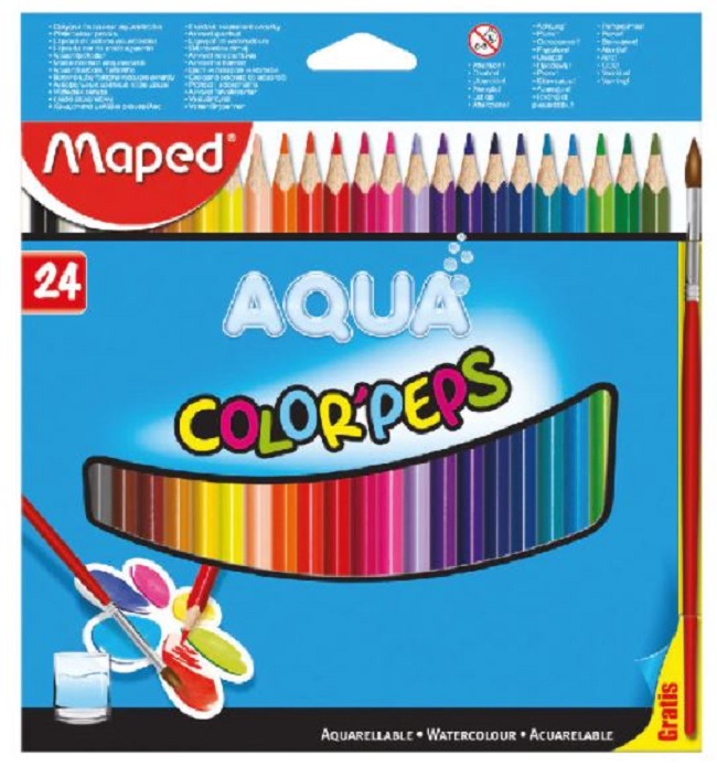 Creioane acuarela Maped Color Peps - 24 culori + pensula