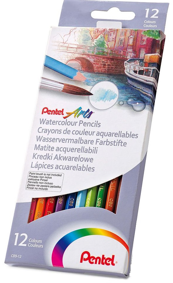 Creioane acuarele colorate Pentel - Arts, 12 culori