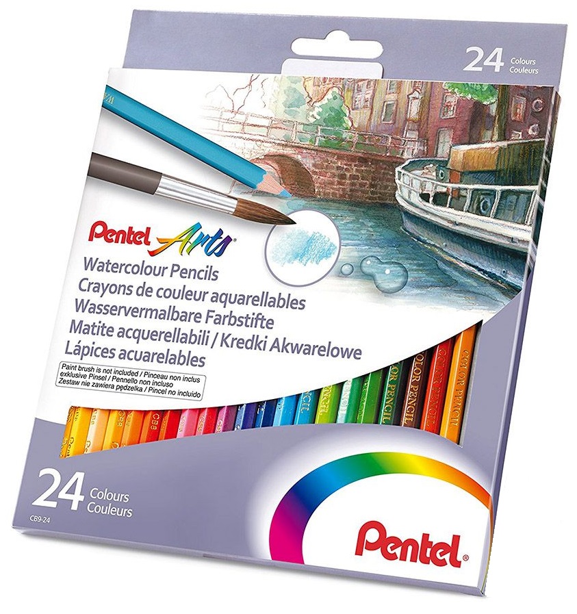 Creioane acuarela colorate Pentel - Arts, 24 culori