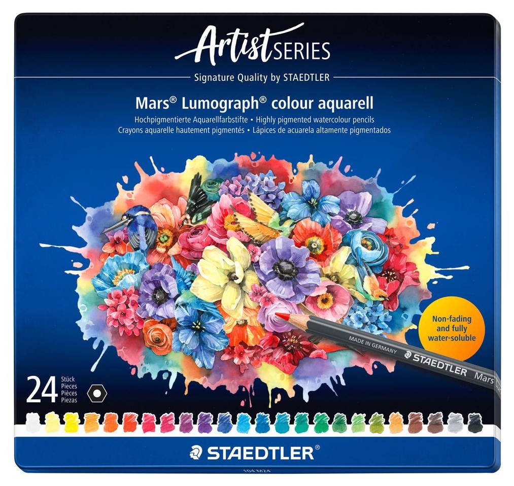 Creioane colorate acuarelă Staedtler Mars Lumograph - 24 culori