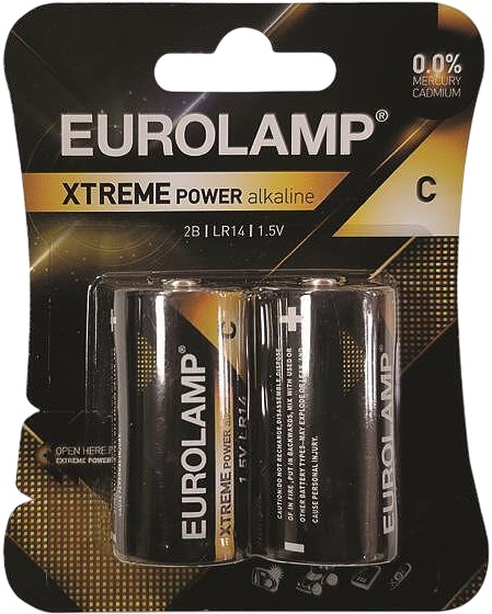 Baterie alcalină  EUROLAMP - EXTREME Power, C, LR14, 2 buc.