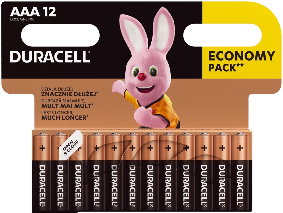 Baterii alcaline  Duracell - Basic, AAA, 12 buc.