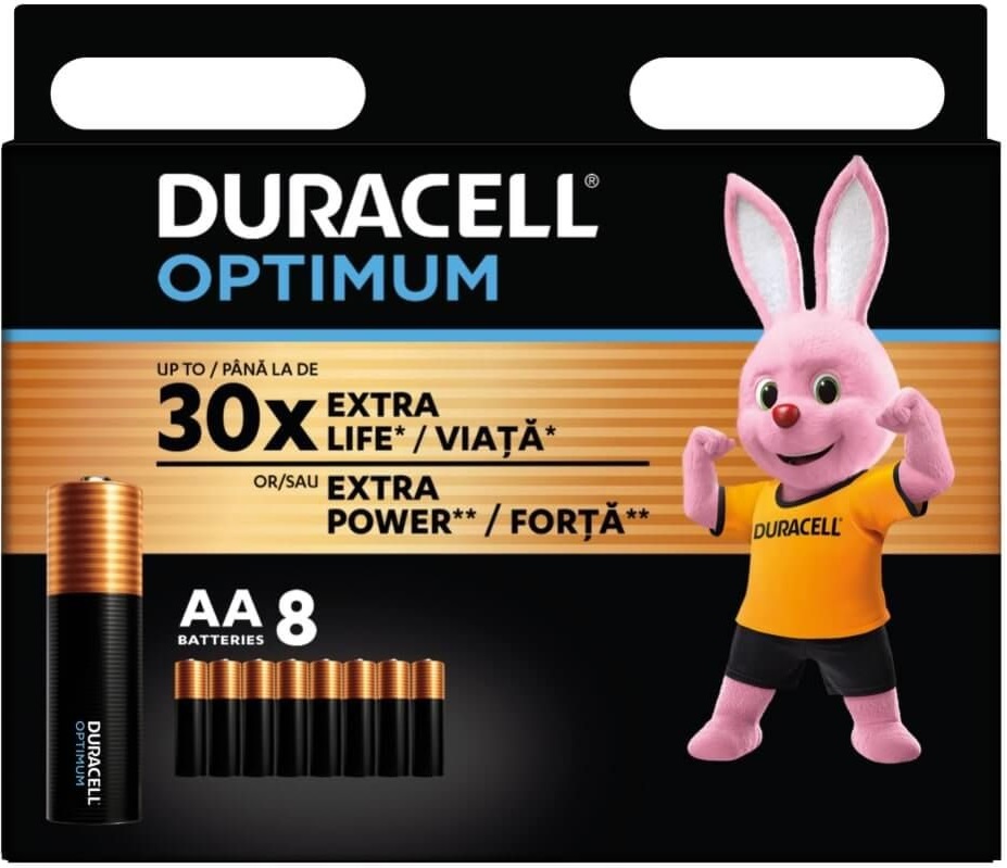 Baterii alcaline  Duracell - Optimum, AA, 8 buc.