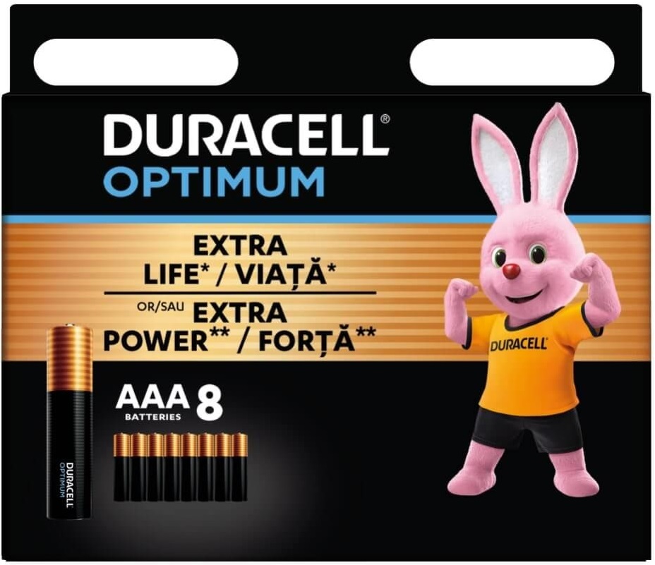 Baterii alcaline  Duracell - Optimum, AAA, 8 buc.