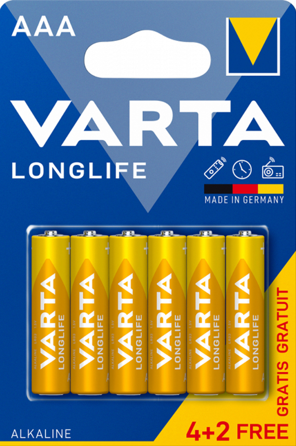 Baterii alcaline  VARTA - Longlife, AAA, 4+2 buc.