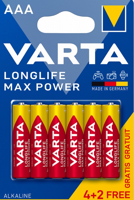 Baterii alcaline VARTA - Longlife Max Power, AAA, 4+2 buc.