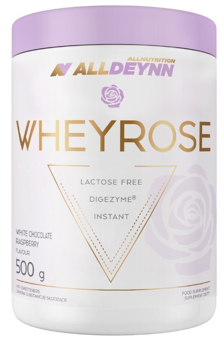 AllDeynn Wheyrose, ciocolată albă cu zmeură, 500 g, AllNutrition