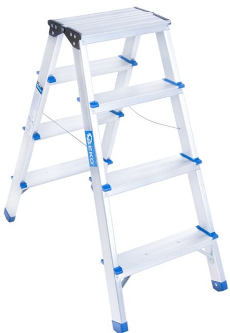 Scară dublă din aluminiu Geko - G02434, Trepte 4x4, până la 150 kg
