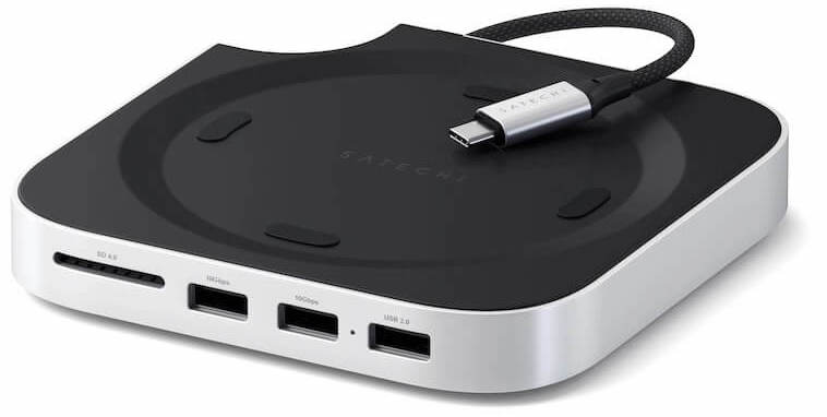 Suport din aluminiu cu USB Hub Satechi - Mac Mini M4 Stand, USB-C, argintiu