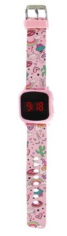 Ceas cu LED-uri I-Total Unicorn - roz