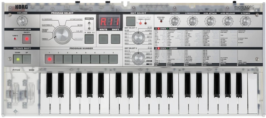 Sintetizator analogic Korg - microKORG Crystal, 37 taste, transparent