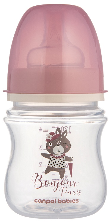 Biberon anticolici Canpol Easy Start - Bonjour Paris, roz, 120 ml