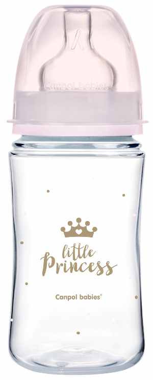 Biberon anticolici Canpol Easy Start - Royal Baby, roz, 240 ml